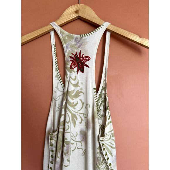 Y2K Vintage Embroidered Stitch Floral Bee Tunic Top by Till The End - Sz Small - Picture 6 of 8